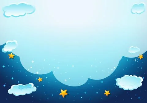 Blank cloud in the night sky template Stock Illustration
