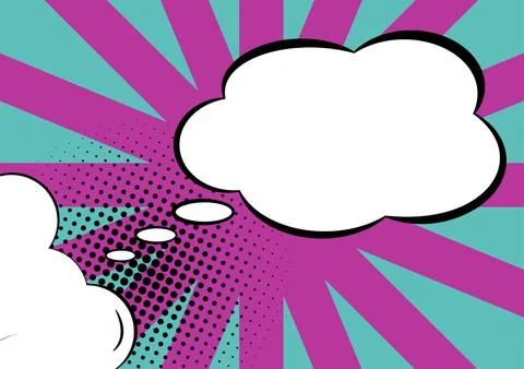 Blank Cloud Thought Bubble With Copy Space Colorful Background Design. Empty 스톡 일러스트
