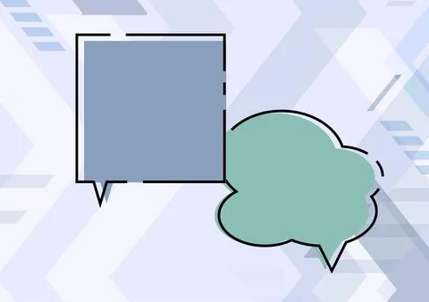 Blank Cloudy And Square Thought Bubbles Over Colorful Background Design. Message Stock Illustration