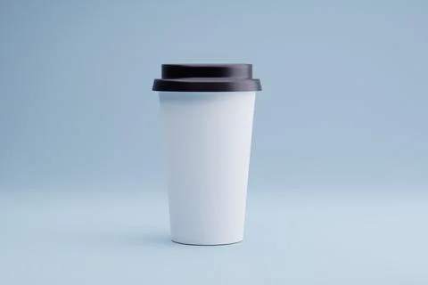 Blank Coffee Cup Mockup, Studio Shot, Blue Background, Design Template Stock Illustration