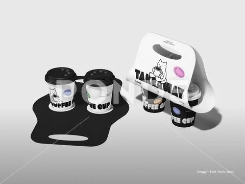Blank Coffee cup takeaway mockup with holder Modèle PSD