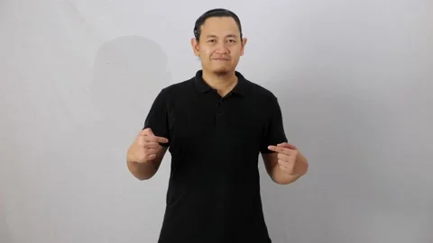 Blank collared shirt mock up template, front view, Asian male model wearing p Stock Footage 155724859