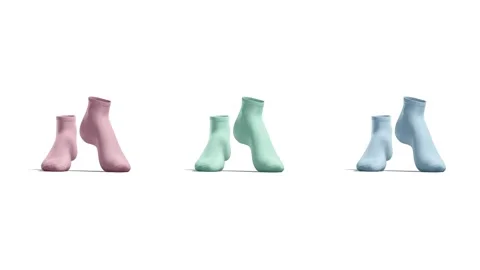 Blank colored ancle socks pair mockup stand, looped rotation Stock Footage 161159486