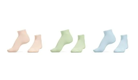 Blank colored ancle socks pair mockup on tiptoe, side view イラスト素材