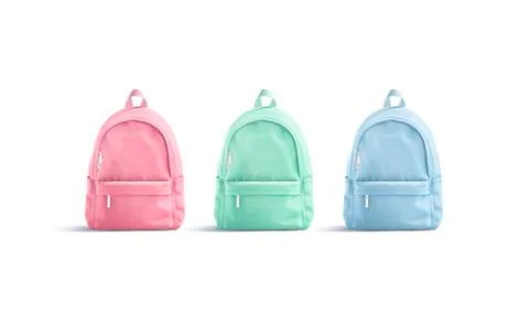 Blank colored closed backpack with zipper mockup, front view Illustrazione stock