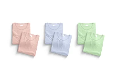 Blank colored folded square t-shirt mockup pair, top view 스톡 일러스트