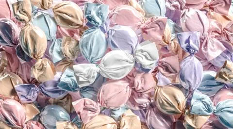Blank colored hard candy foil wrapper mock up stack Stock Photos