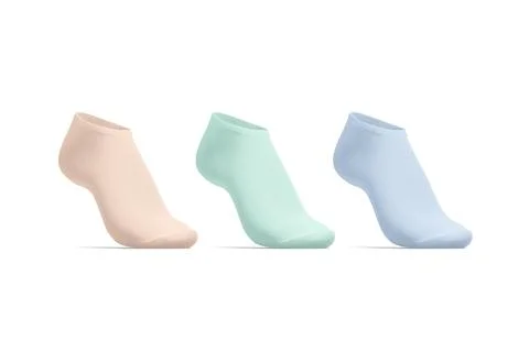 Blank colored low cut sock on tiptoe mockup, side view Stock Illustration