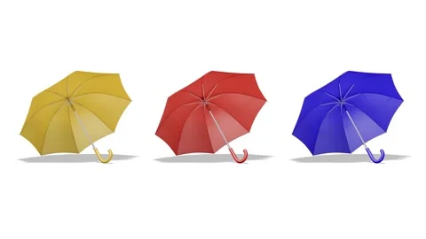 Blank colored open umbrella mockup set lying, looped rotation Stock Footage 165232931