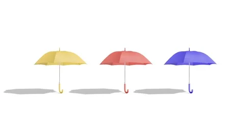 Blank colored opened umbrella mockup set stand, looped rotation Stock Footage 166060379