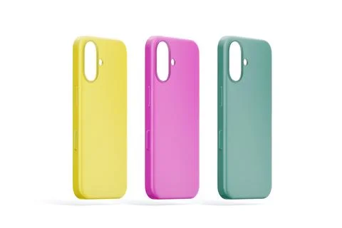 Blank colored phone case mockup, half-turned view Illustrazione stock