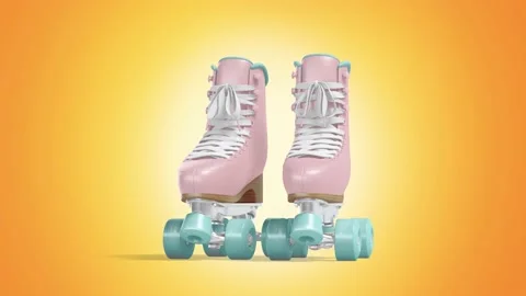 Blank colored pin up roller skates mockup pair, looped rotation Stock Footage 166858692