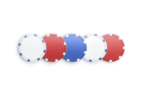 Blank colored plastic round chip mockup lying row, top view Stock Illustration