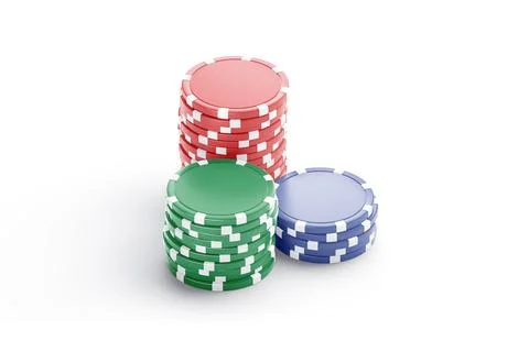 Blank colored plastic round chip mockup stack, side view Illustrazione stock