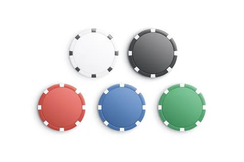 Blank colored plastic round chips mockup, top view Illustrazione stock