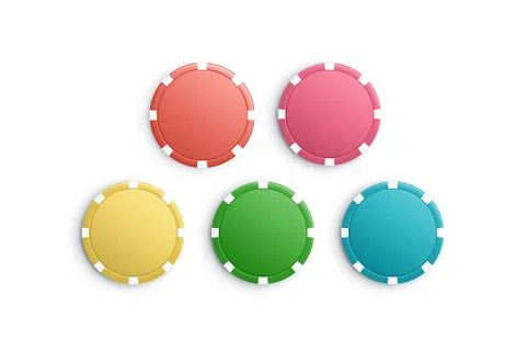 Blank colored plastic round chips mockup, top view Illustrazione stock
