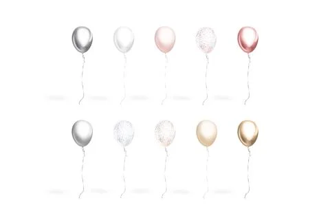 Blank colored round balloon flying mockup set, front view Illustrazione stock