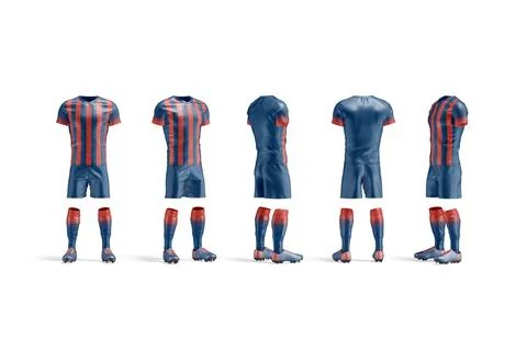 Blank colored soccer uniform mockup, different angles views Stock Illustration