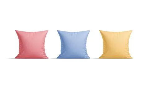 Blank colored square pillow mockup stand, front view Stock Illustration