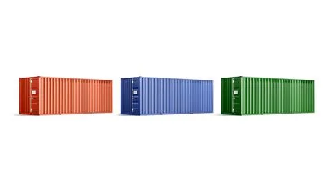 Blank colored steel cargo container door mockup, side view Stock Illustration