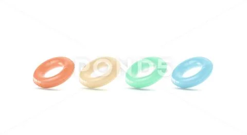 Blank colored swim ring mockup set, no gravity Stock Illustration