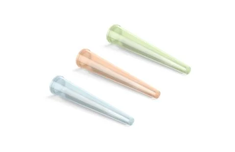 Blank colored weed joint plastic tube cone pack mockup, isolated Illustrazione stock