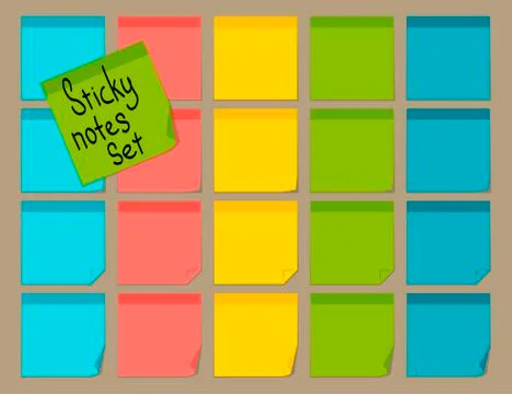 Blank colorful sticky notes set. Illustrazione stock
