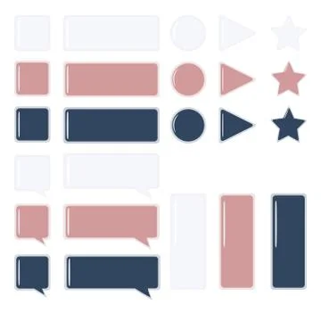 Blank colorful web buttons.  Different shape. Vector Stock Illustration