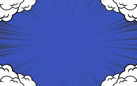 Blank comic book page background in pop art style with clouds Stock Illustration