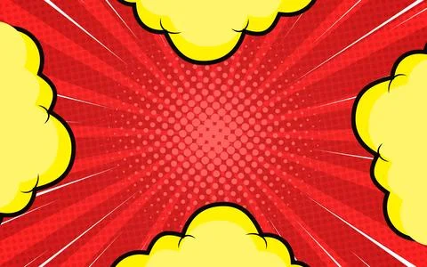 Blank comic book page background in pop art style with clouds Illustrazione stock