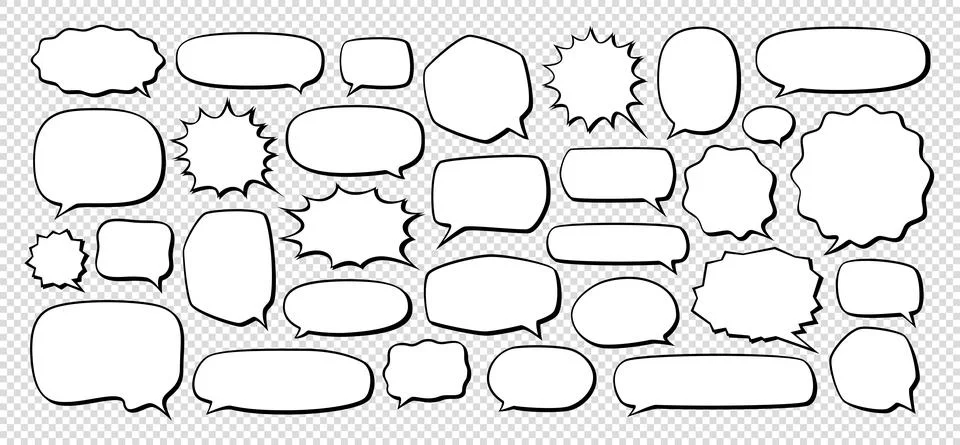 Blank comic books speech bubbles. Talking balloons set Stock Illustration