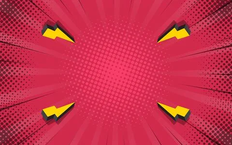 Blank comic cartoon frame background template with lightning Illustrazione stock