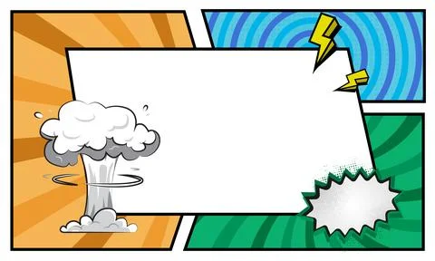 Blank comic cartoon frame colorful background template design Stock Illustration