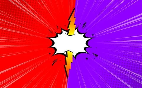 Blank comic cartoon versus background with lightning. Blank dialog backgrou.. Stock Illustration