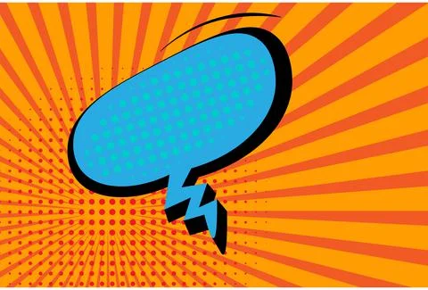 Blank Comic Speech Bubble on a halftone and sunburst background Stock Illustration