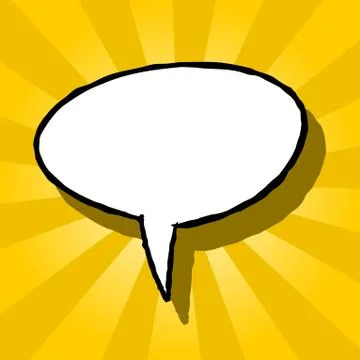 Blank comic speech bubble on yellow background. Illustrazione stock