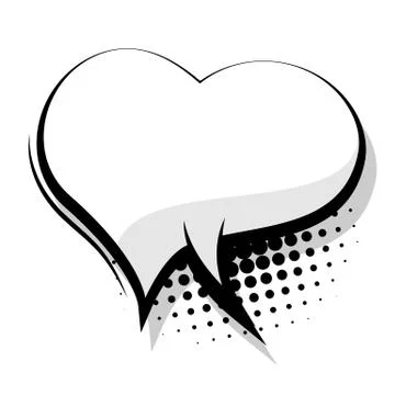 Blank comic speech heart bubble sudden Illustrazione stock