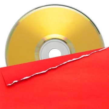 Blank compact disc with red cover Stock Illustration