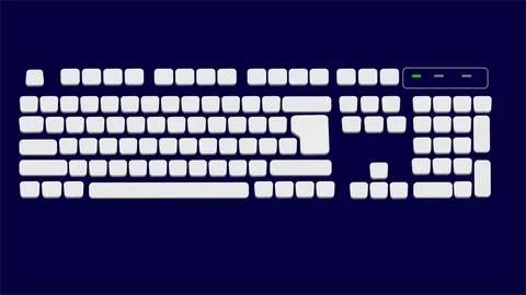Blank computer keyboard keys Clipping path isolated on dark blue background. Stock Illustration
