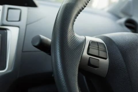Blank control button on car steering wheel used for placed icon design Stock Photos