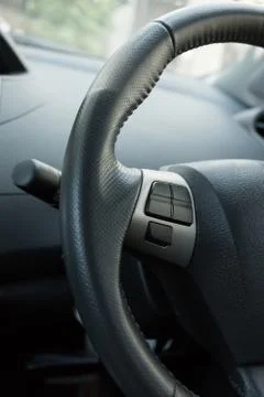 Blank control button on car steering wheel used for placed icon design Stock Photos