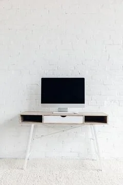Blank copmuter screen empty workplace Stock Photos