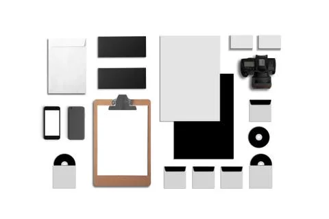 Blank Corporate ID. Set isolated on white. Consist of business cards, folder Stock Illustration
