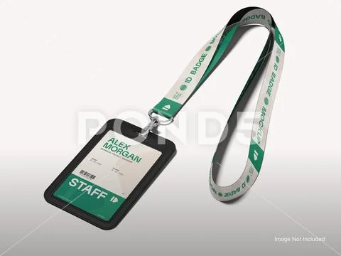 Blank Corporate Lanyard ID Badge Mockup 3D Rendering PSD Template