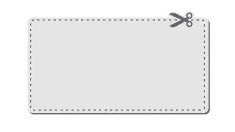 Blank coupon template with barcode, dotted line and scissors Stock Footage 163649571