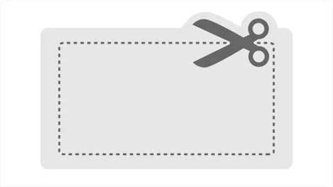 Blank coupon template with dotted line and big scissors on isolated backgroun Stock Footage 163796922