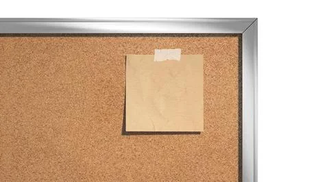 Blank craft paper note taped cork-board mockup, depth of field Stock Illustration