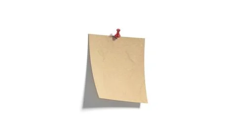 Blank craft pinned paper note mockup, depth of field, isolated Illustrazione stock