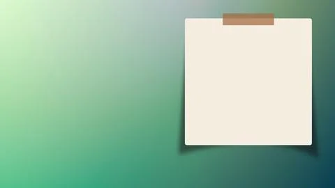 A blank cream-colored square note, attached with a brown piece of tape at the to Stock Photos