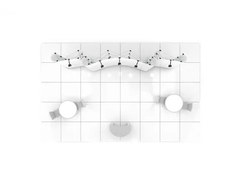 Blank creative exhibition stand design with color shapes. Booth template. 3D Stock Illustration